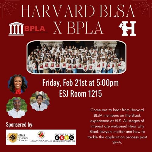 Join the Black Pre-Law Association at UMD this Friday for an incredible opportunity to hear from Harvard's Black Law Student Association members to gain insight into the application process, how to prep for law school, and their experience as Black students at Harvard! Make sure to RSVP.