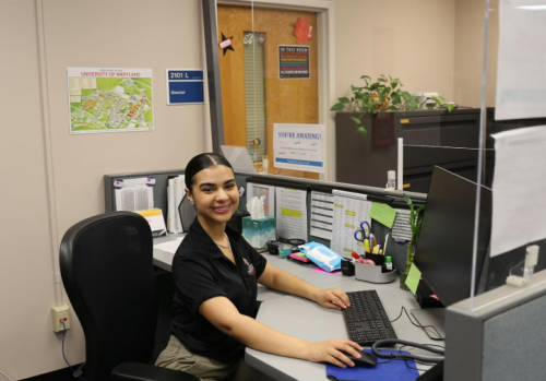 Student working at a desk