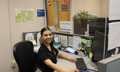 Student working at a desk